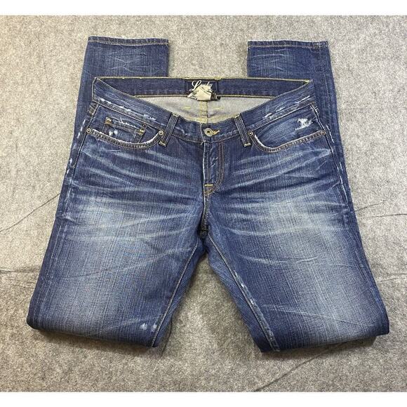 Lucky Brand Jeans Women’s Size 8 / 29 Blue Distresses Gene Montesano Dungarees - Picture 1 of 11